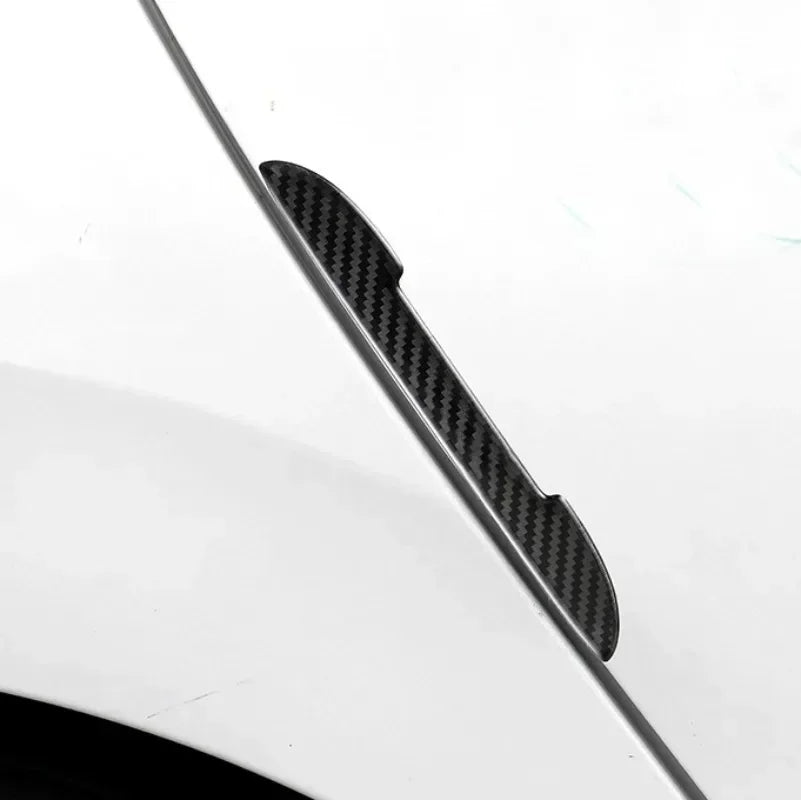 4/8pcs Car Door Protective Sticker Strip Carbon Fiber Look A