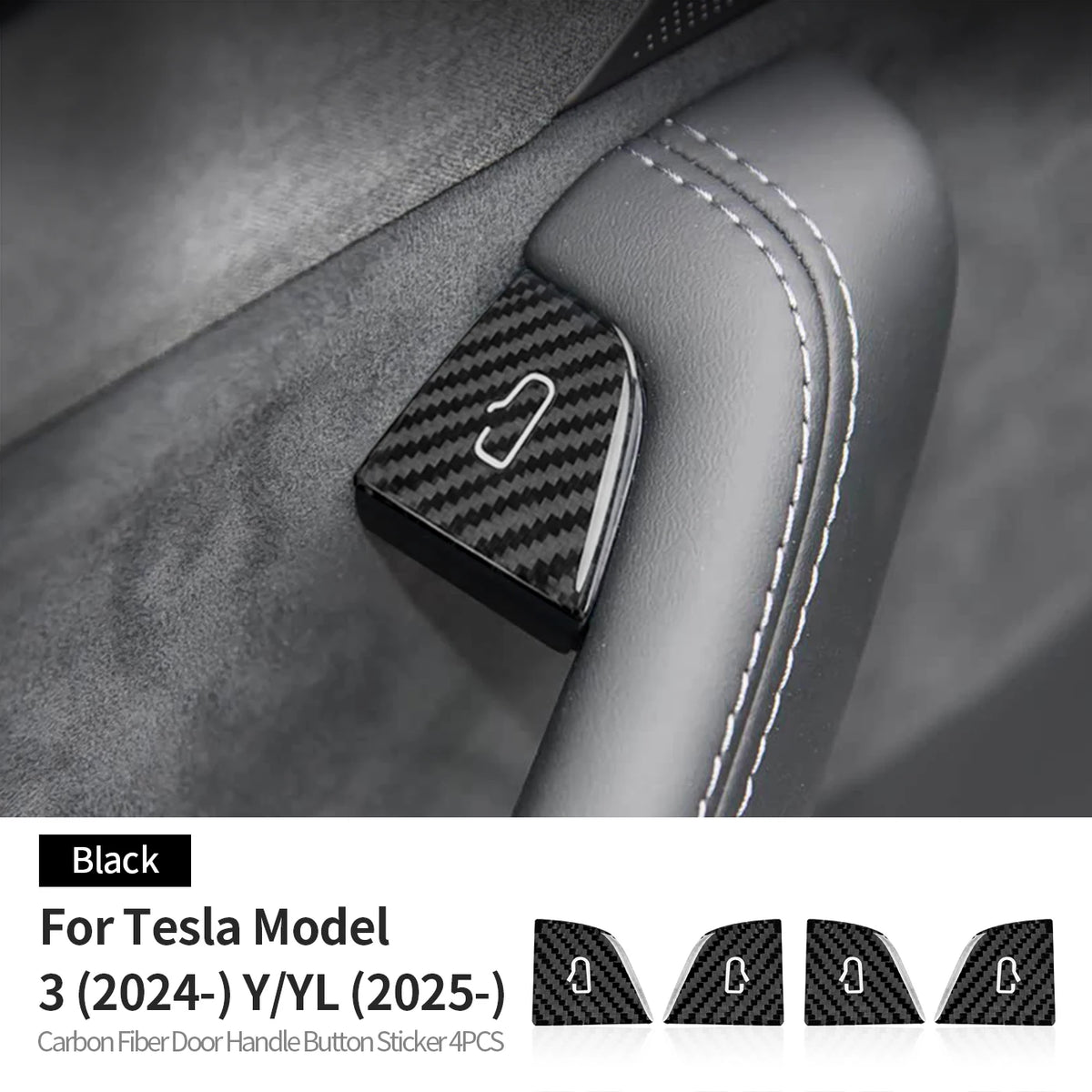 For Tesla Model3/Y/YL Juniper Carbon Fiber Car Interior Door Switch Button Protection Trim Stickers Anti Scratch Car Accessories