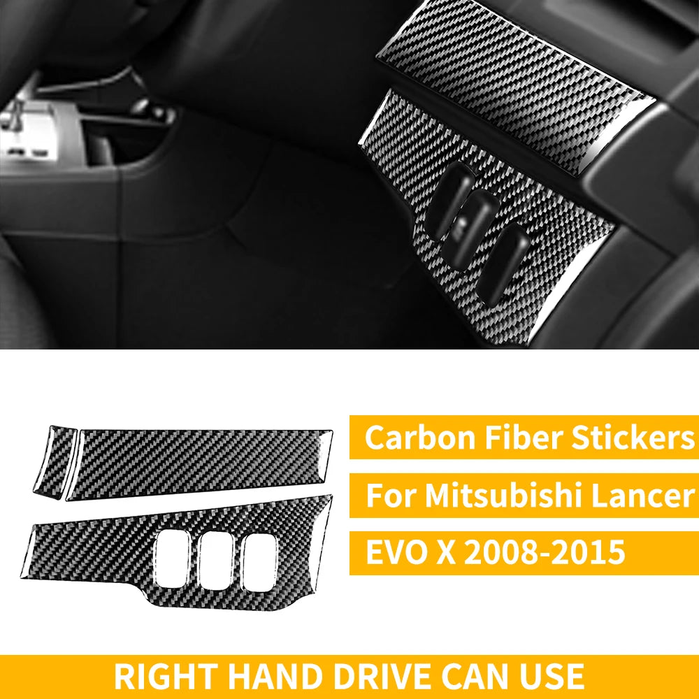 For Mitsubishi Lancer EVO X MR 2008-2015 Carbon Interior Trim Sticker Set Speedometer Window Lifting Storage Car Accessories