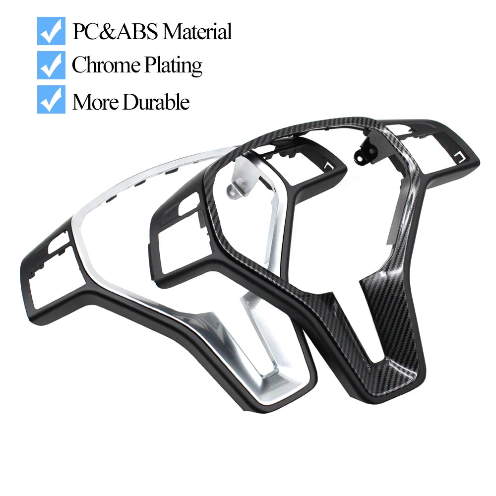 Carbon Fiber Car Steering Wheel Cover Trim Chrome Outer Pane