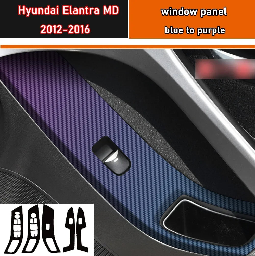 Car Styling Black Carbon Decal Car Window Lift Button Switch Panel Cover Trim Sticker 4 Pcs/Set For Hyundai Elantra MD 2012-2016