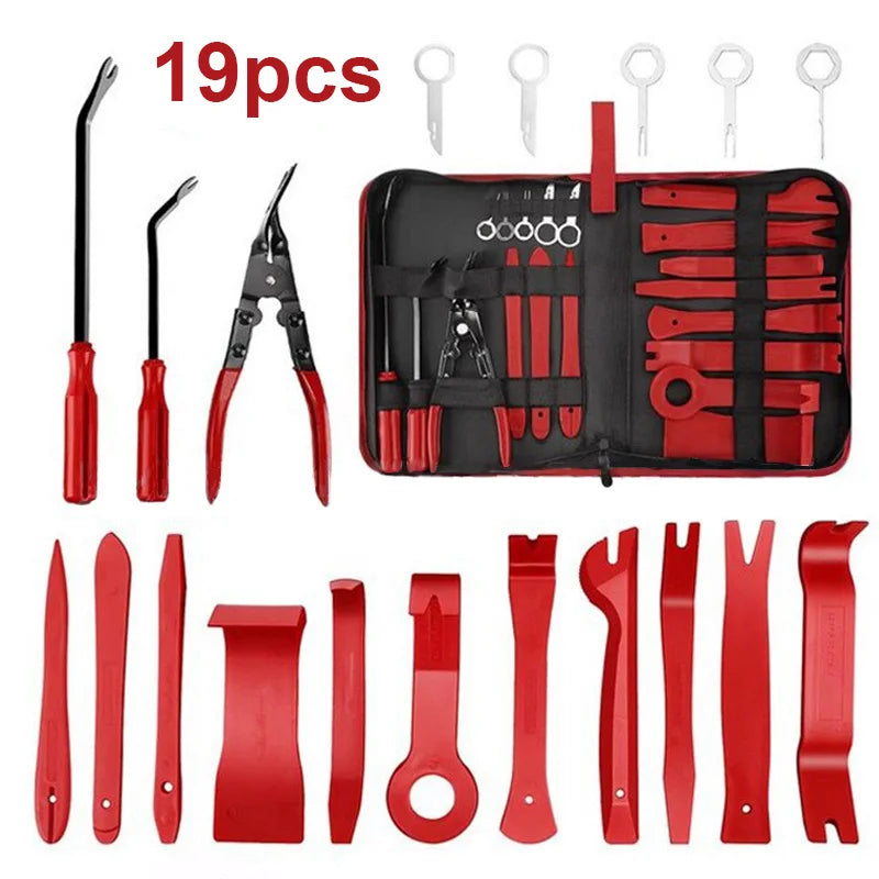 Car Trim Interior Plastic Disassembly Tools Kit Car Clip Pliers Fastener Remover Pry Tool Set Trim Removal have Tool Storage Bag