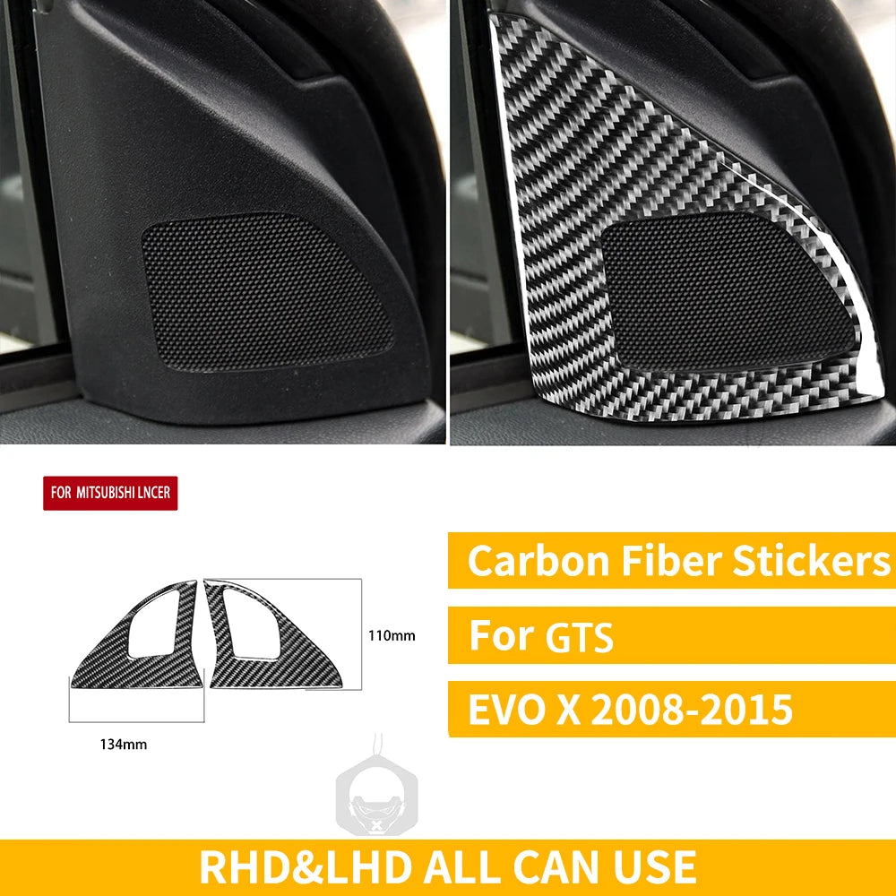 For Mitsubishi Lancer EVO X MR 2008-2015 Carbon Interior Trim Sticker Set Speedometer Window Lifting Storage Car Accessories