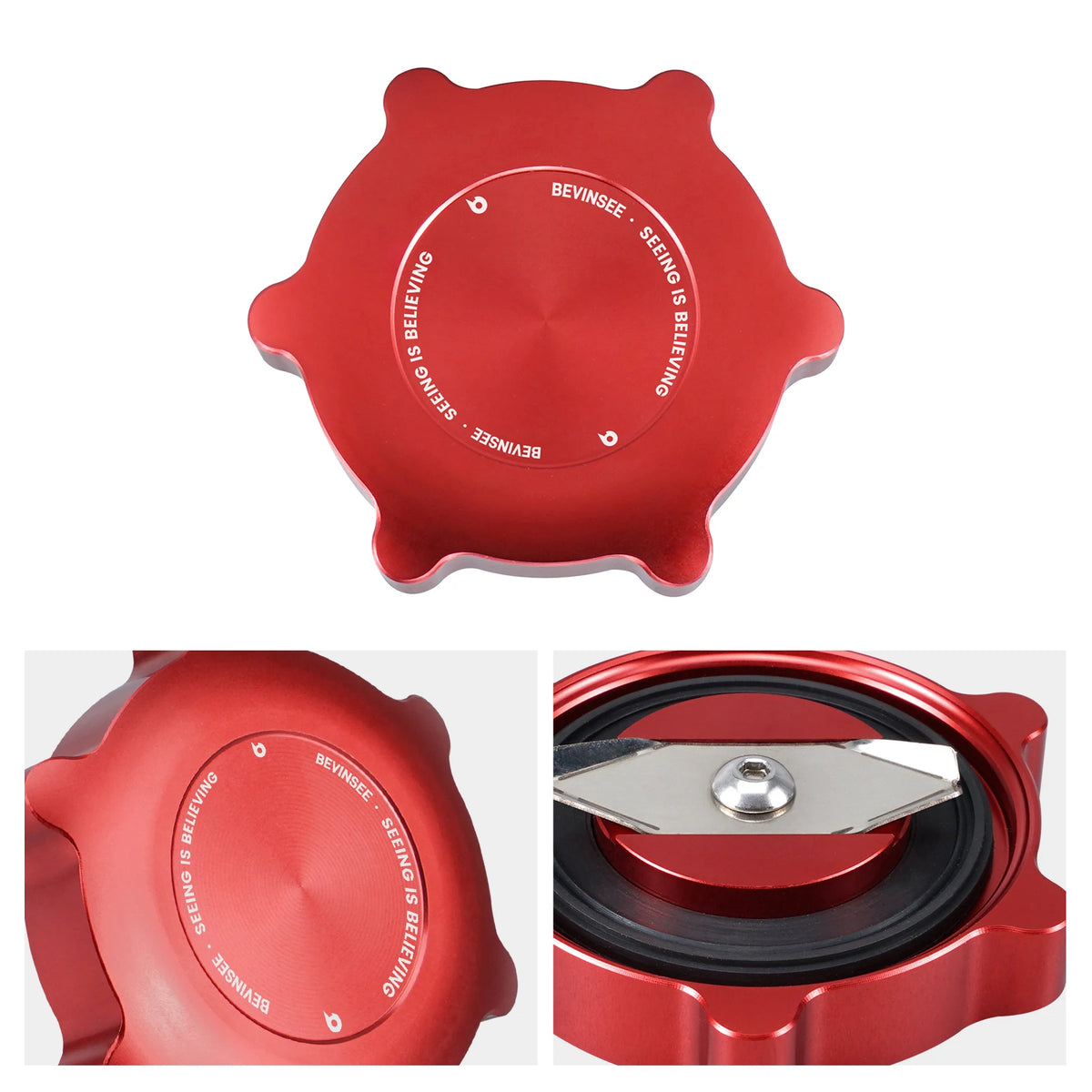 BEVINSEE M Style Engine Oil Filler Neck Sealing Cap for BMW 