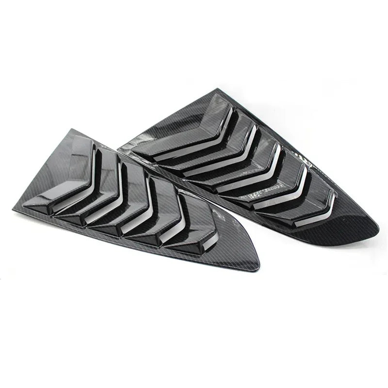 For Ford Mustang 2015-2020 Car Rear Louver Window Side Shutter Cover Trim Sticker Vent Scoop ABS Carbon Fiber Black Accessories