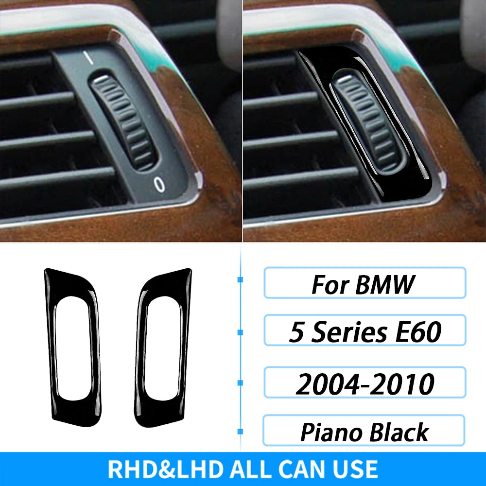 For BMW 5 Series E60 2004-2007 Piano Black Gear Shift Steering Wheel Air Outlet Panel Set Trim Car Interior Accessories Sticker