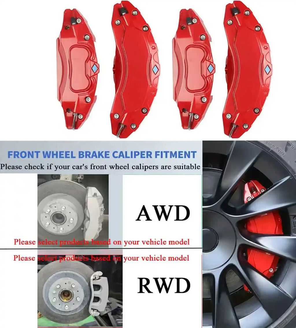 For Tesla Model Y Juniper Caliper Covers Set of 4 with Decals Brake Caliper Covers for Model Y Juniper 2025 2026 Accessories