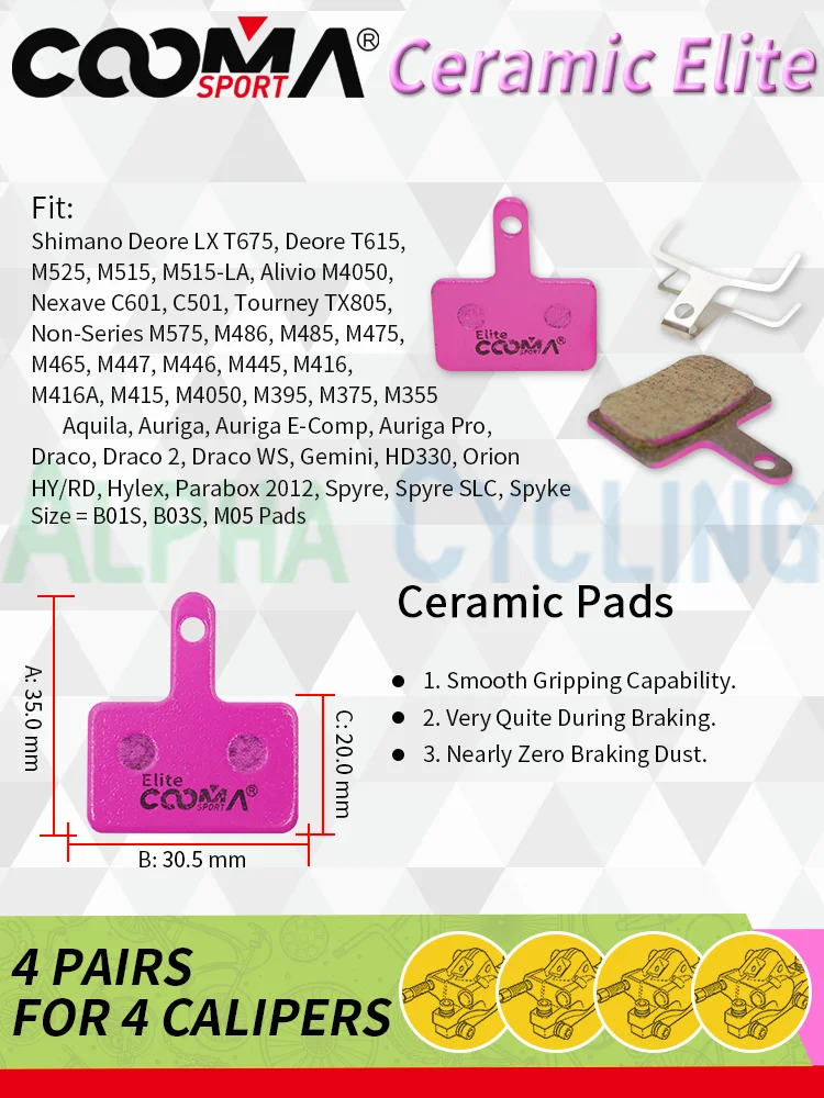 4 Pairs 8 PCS Ceramic Bicycle Brake Pads for SRAM Avid Shima