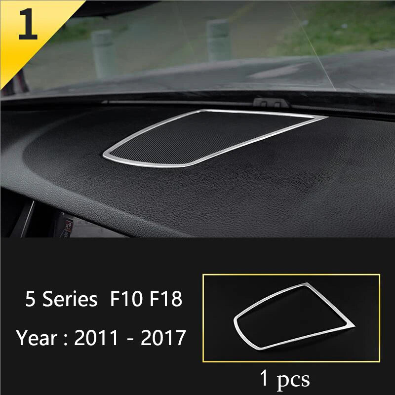 For BMW 5 Series F10 F11 F18 Accessories Stainless Steel Modified Interior Car Central Air Outlet Set Trim Sticker Frame Styling
