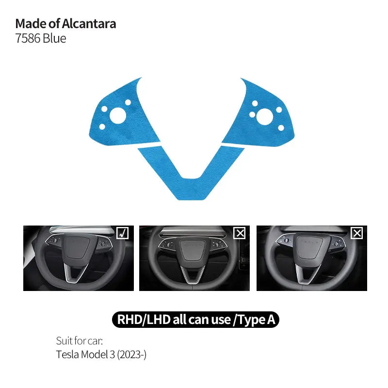 For Tesla Model 3 (2024 -) Tesla Model Y (2025 -) Made of Alcantara Steering Wheel Panel Trim Sticker Car Interior Accessories