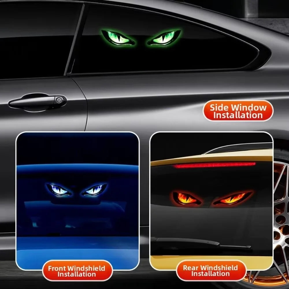 KEVANLY Solar Power Car Demon Eye Light Cool Flashing Warnin