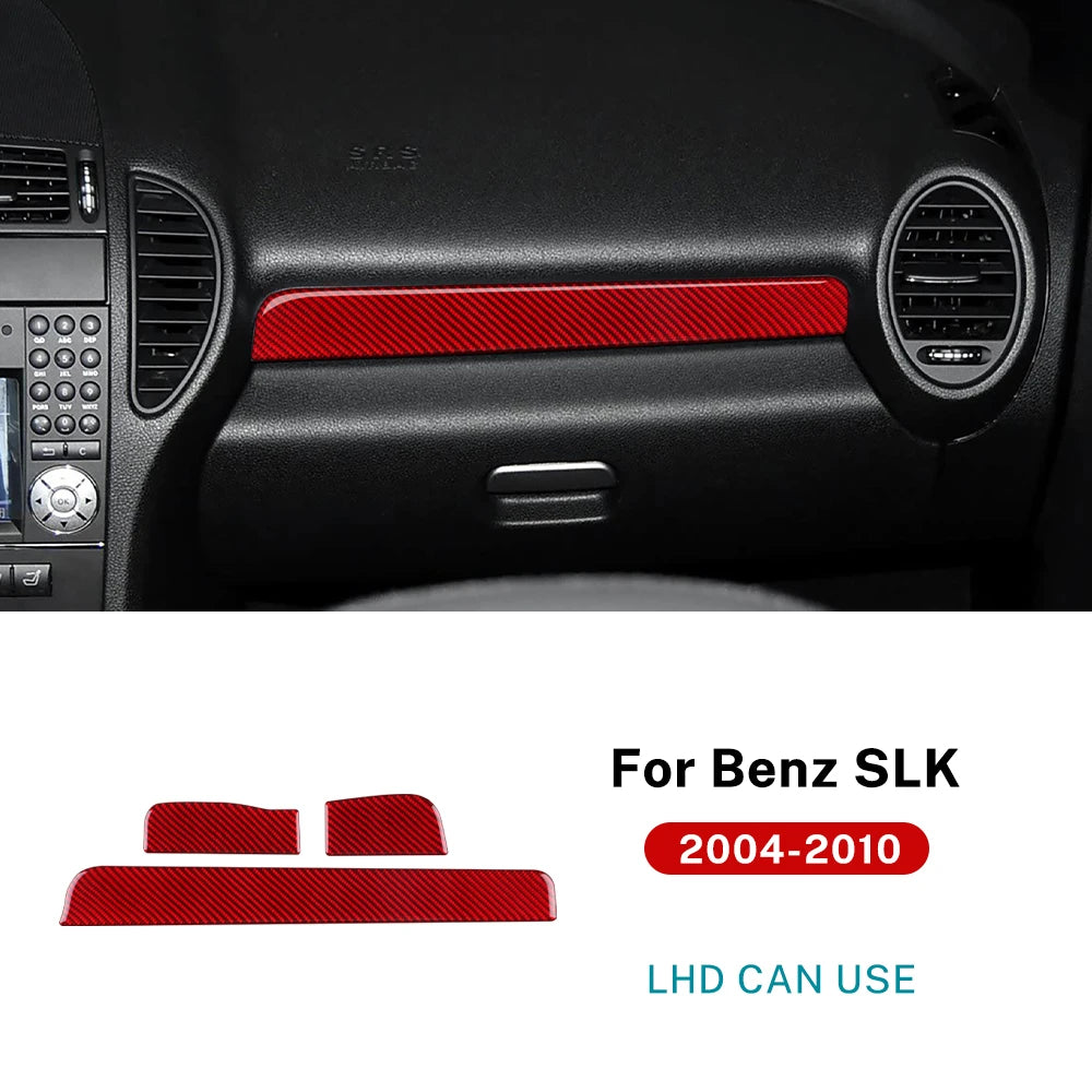 Real Soft Carbon Fiber Trim Sticker For Mercedes Benz SLK R171 2004 2005 2006 2007 2008 2009 2010 Car Dashboard Panel Strip