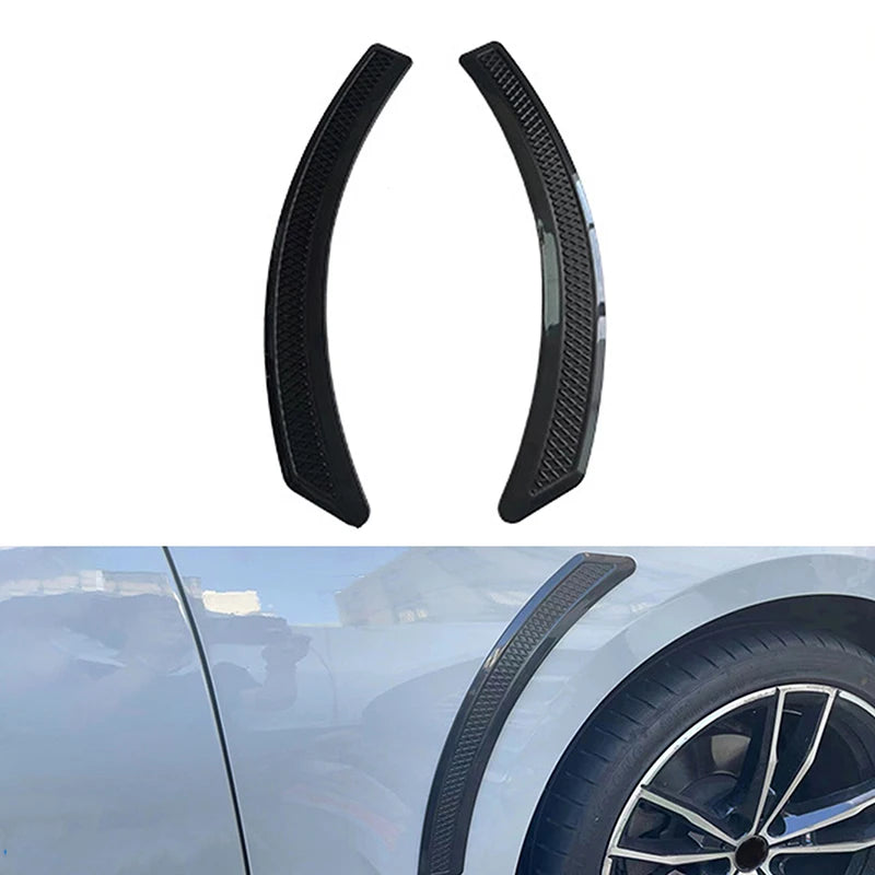 2pcs Widened Carbon Fiber Rubber Car Wheel Eyebrow Universal