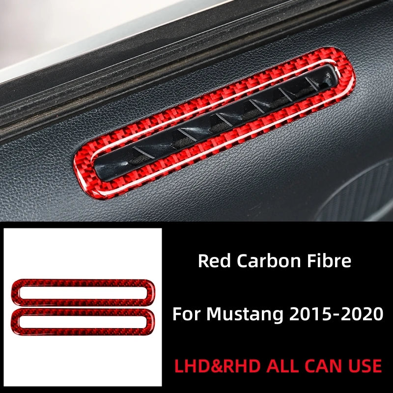 For Ford Mustang GT 2015-2021 Car Accessories Carbon Fiber Auto Side Door Defogger Air Vent Outlet Frame Sticker Interior Trim