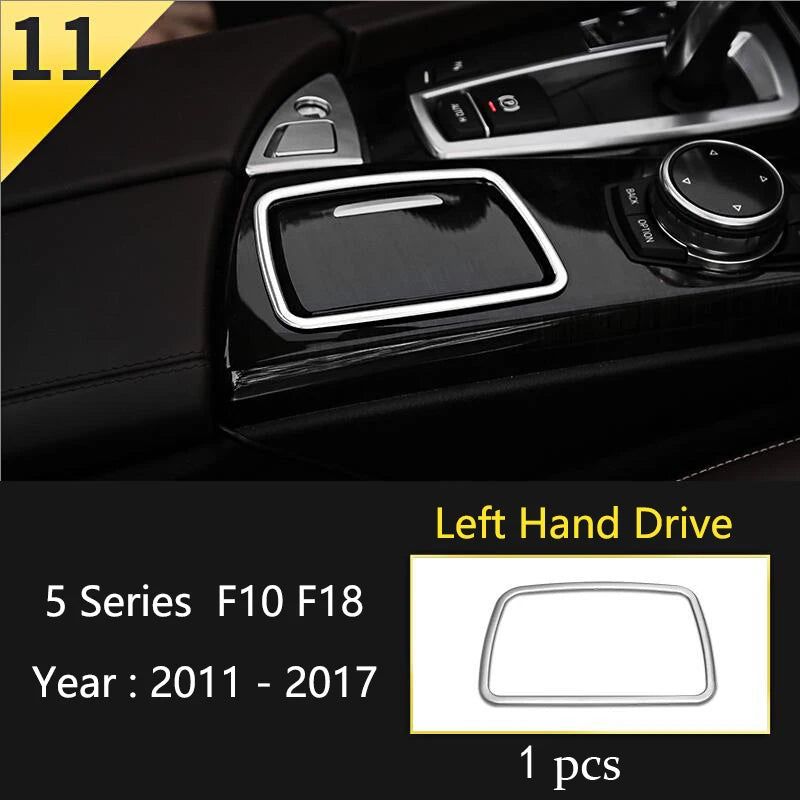 For BMW 5 Series F10 F11 F18 Accessories Stainless Steel Modified Interior Car Central Air Outlet Set Trim Sticker Frame Styling