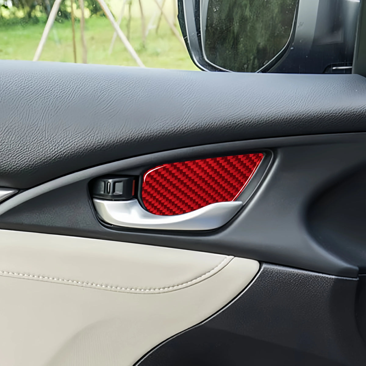 4pcs Car Interior Door Handle Bowl Cover Trim Carbon Fiber D