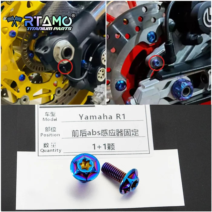 RTAMO Titanium Alloy Bolts for Yamaha YZF-R1 Front Caliper ABS Sensor Brake Disc Oil Tank Side Cover Screw Nuts Pin