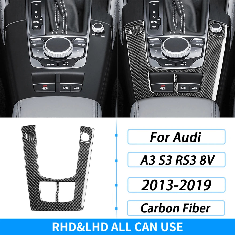 For Audi A3 S3 RS3 8V 2013-2019 Accessories Carbon Fiber Center Console Dashboard Air Vent Panel Trim Set Car Interior Sticker