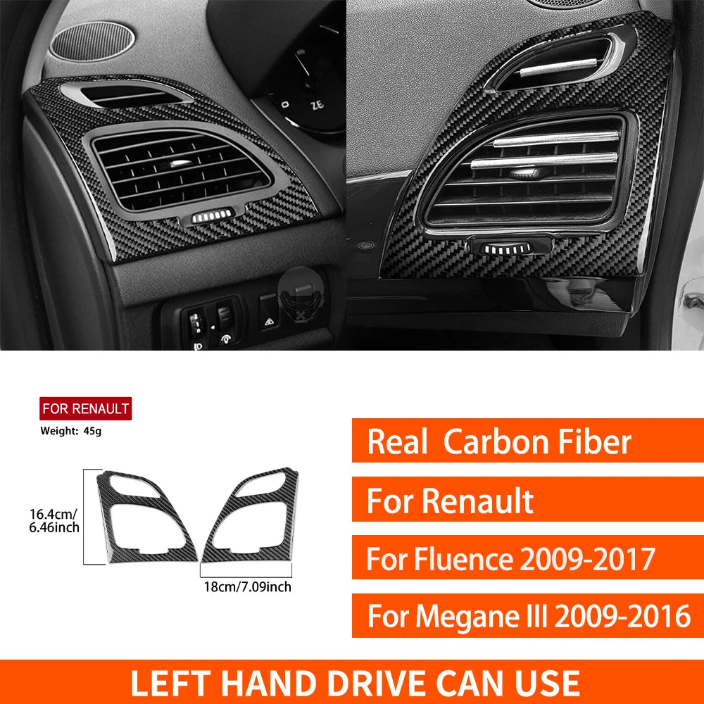 For Renault Fluence Megane 3 RS 2009-2017 Real Carbon Fiber Stickers Central Radio AC/CD Shift Door Panel Car Trim Accessories