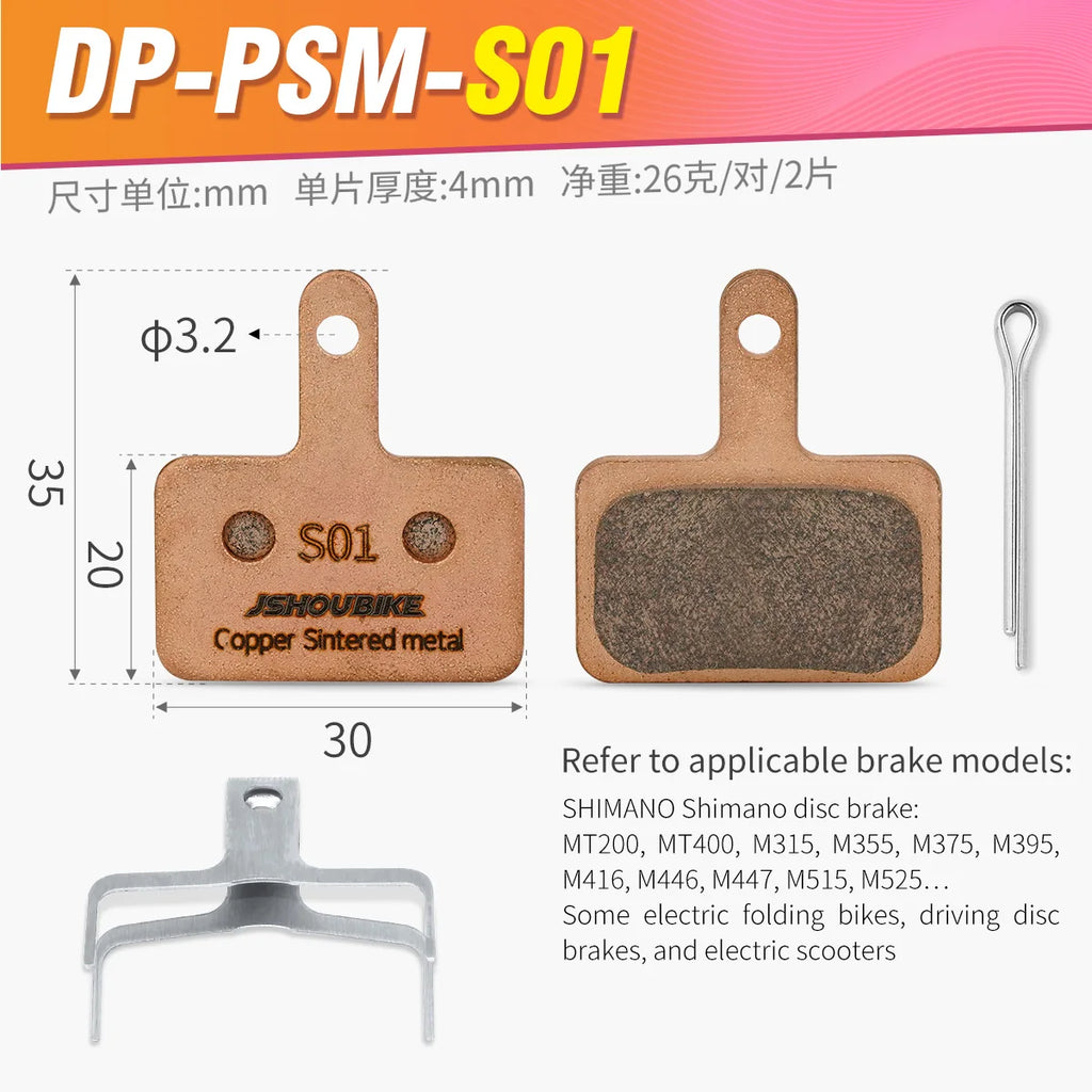 JSHOUBIKE Bicycle Hydraulic Disc Brake Pad MTB Copper sintering process for SHIMANO MT200 XT XTR M315 SRAM Avid BB5 BB7 E1