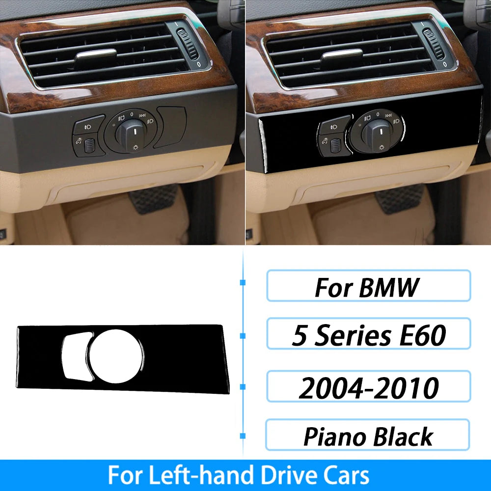 For BMW 5 Series E60 2004-2007 Piano Black Gear Shift Steering Wheel Air Outlet Panel Set Trim Car Interior Accessories Sticker