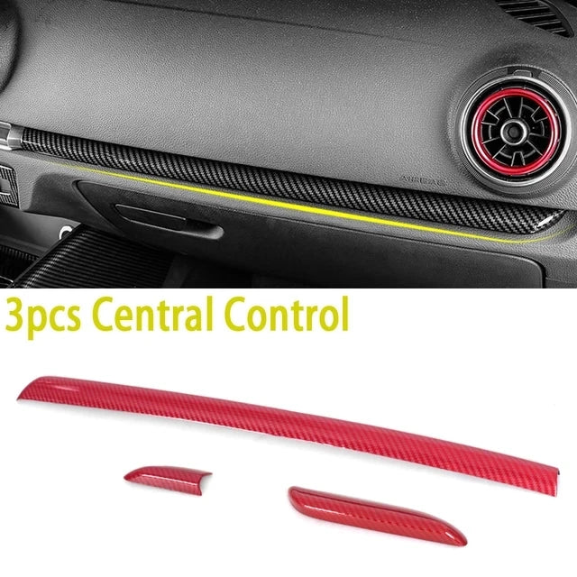 Carbon Fiber Style Dashboard Decoration Cover Trim For Audi A3 8V 2014-2018 S3 2017 ABS Car Inner Door Trim Strips