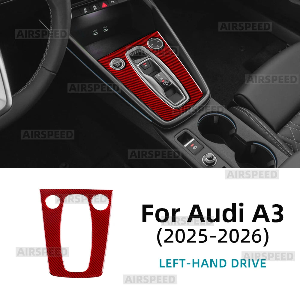 Real Soft Carbon Fiber Sticker for Audi A3 S3 8Y 2025 2026 LHD RHD Car Automatic Gear Shift Panel Accessories Interior Trim