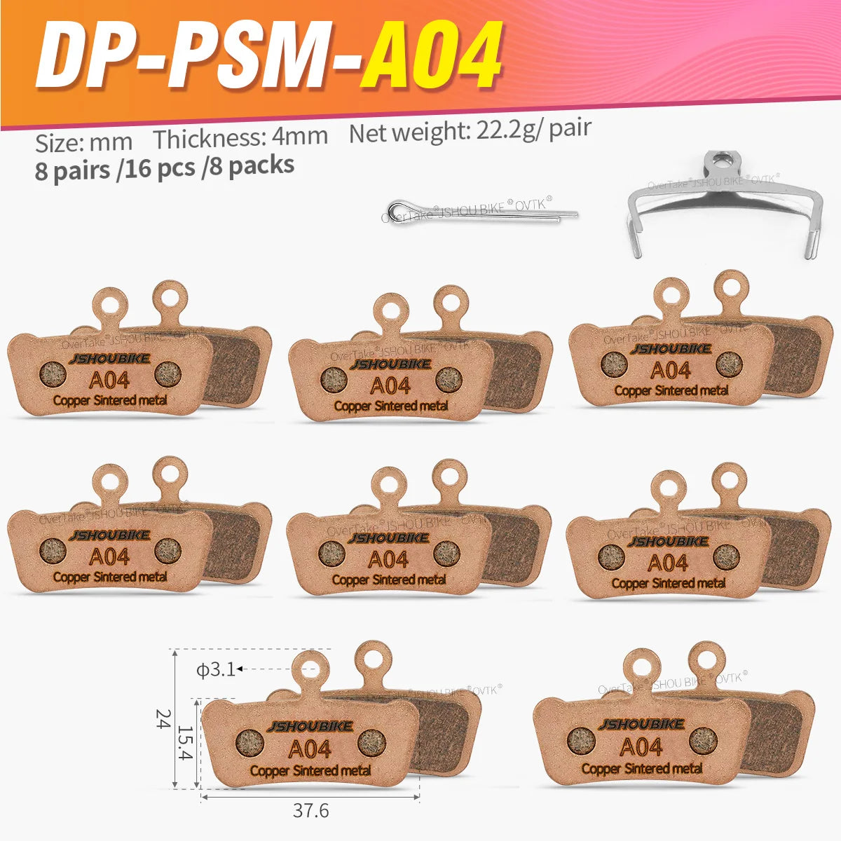 JSHOUBIKE Sintered Metal Hydraulic Brake Pads for SRAM G2 Guide Ultimate RSC RS R Avid X0 Trail Elixir Trail Ultra Class