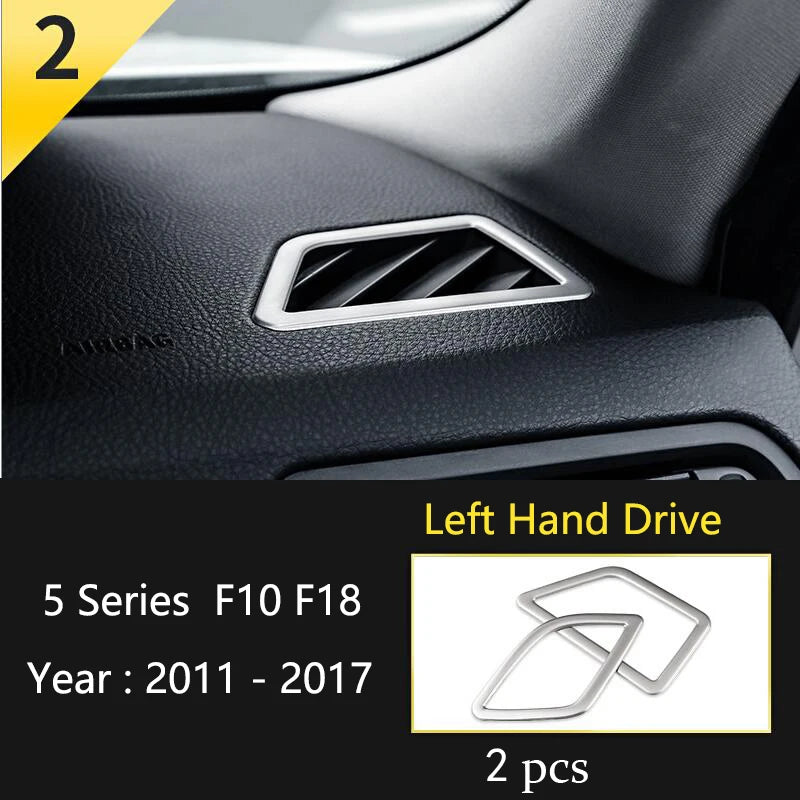For BMW 5 Series F10 F11 F18 Accessories Stainless Steel Modified Interior Car Central Air Outlet Set Trim Sticker Frame Styling