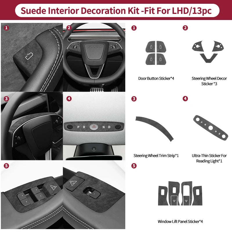 Carbon Fiber For Tesla Model 3 (2024-)/ Model Y (2025-) Car Door Switch Button Anti Scratch Trim Sticker Interior Accessories