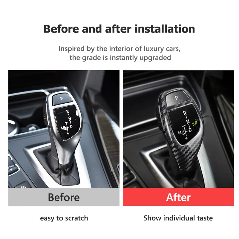 Carbon Fiber Car Gear Shift Panel Frame Gear Knob Cover Head