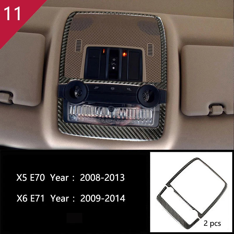 For BMW X5 X6 E70 E71 Accessories Car Interior Air Conditioning CD Console Panel Cover Decoration Trim Carbon Fiber Car Styling