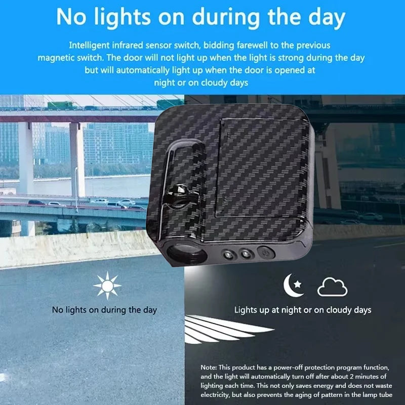 2Pcs Car Angel Wings Wireless Car Door Welcome Decorative Li