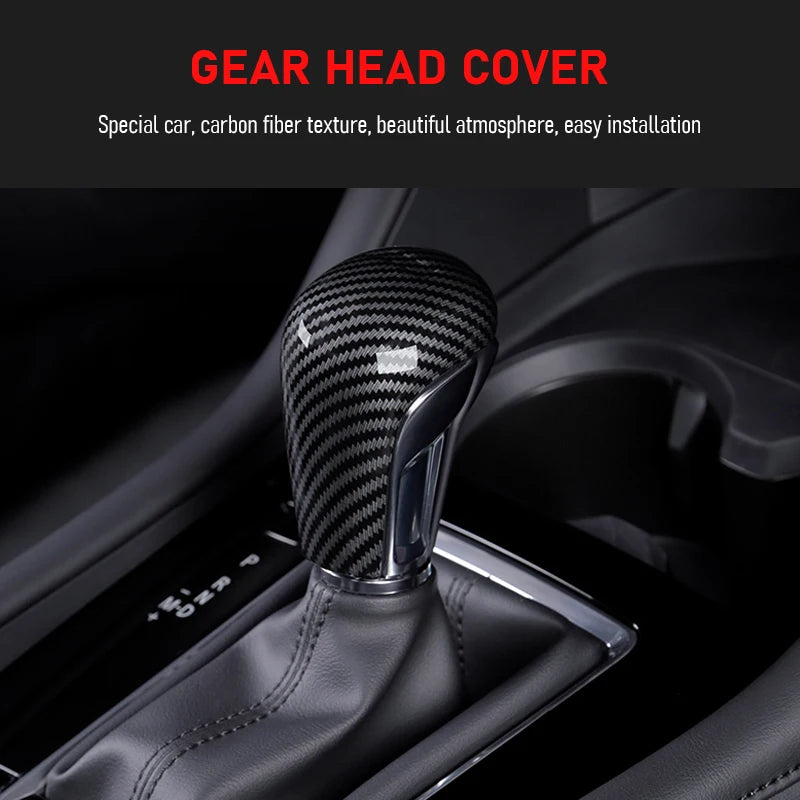 Carbon Car Gear Head Shift Knob Handle Cover Trim Sticker Ac