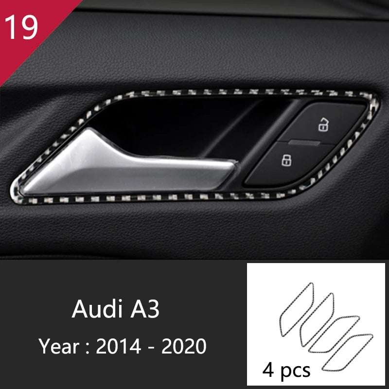 Car Styling Center Console Gear Shift Panel Decoration Cover Sticker Trim For Audi A3 8V S3 2014-2019 Carbon Fiber Accessories