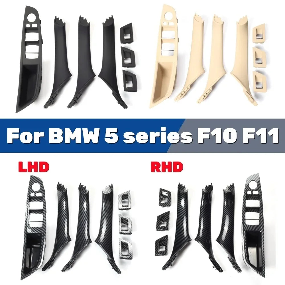 Black Carbon Fiber LHD/RHD Car Interior Door Handle Fit For 