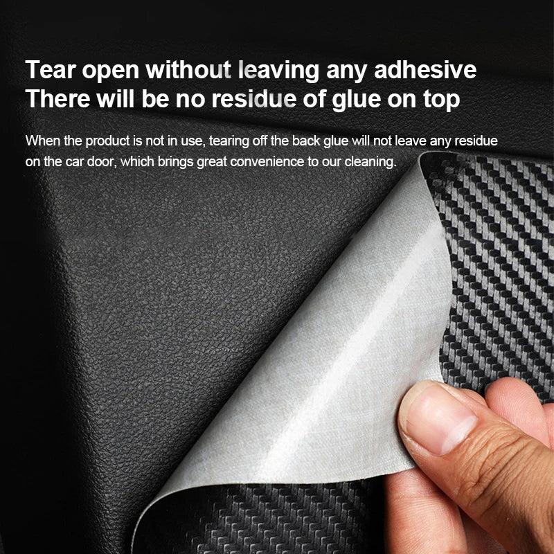 Leather Carbon Fibre Car Door Anti Kick Mats Threshold Strip