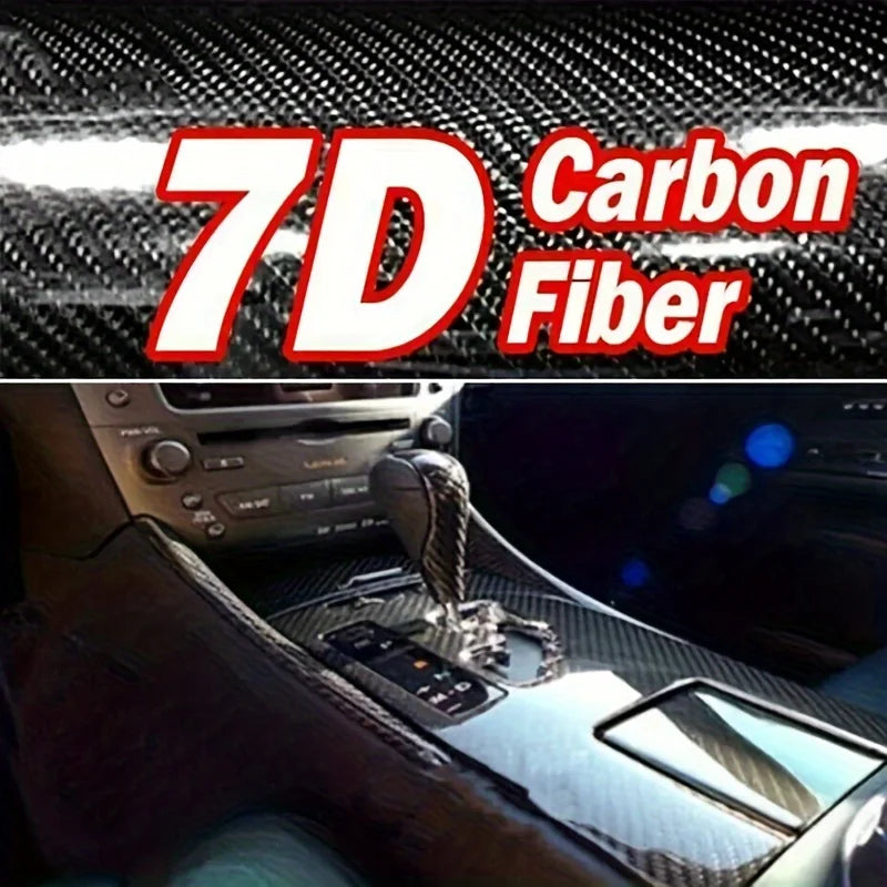 7D Carbon Fiber Car Film Interior Moulding Stickers PU Leath