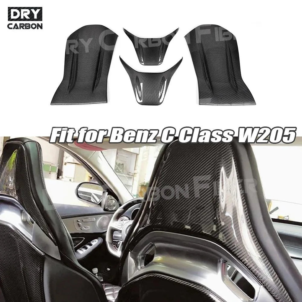 Dry Carbon Fiber Car Seat Back Cover Trim For Mercedes Benz 