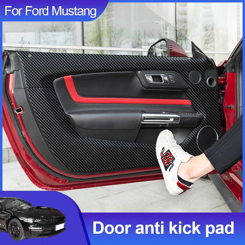 Leather Carbon Fibre Car Door Anti Kick Mats Threshold Strip