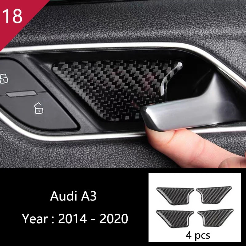 Car Styling Center Console Gear Shift Panel Decoration Cover Sticker Trim For Audi A3 8V S3 2014-2019 Carbon Fiber Accessories