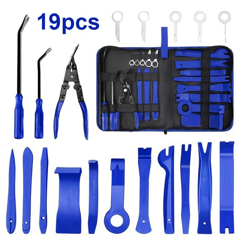 Car Trim Interior Plastic Disassembly Tools Kit Car Clip Pliers Fastener Remover Pry Tool Set Trim Removal have Tool Storage Bag