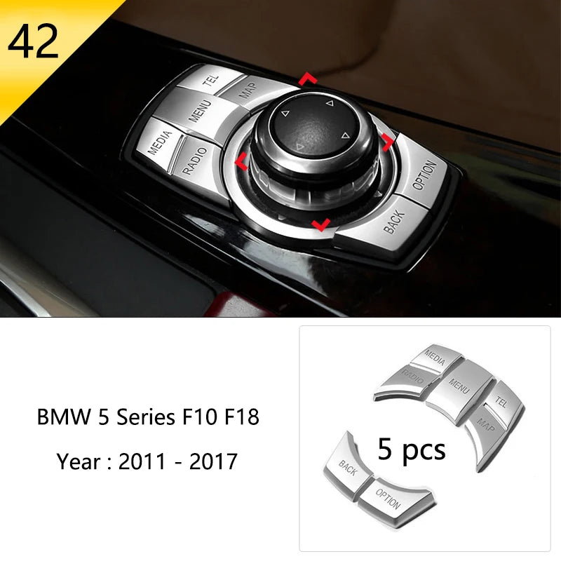 For BMW 5 Series F10 F11 F18 Accessories Stainless Steel Modified Interior Car Central Air Outlet Set Trim Sticker Frame Styling