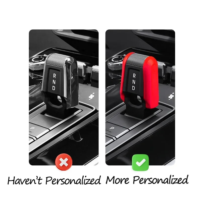 Car Carbon Fiber Gear Carmine Red Shift Lever Knob Trim Cove