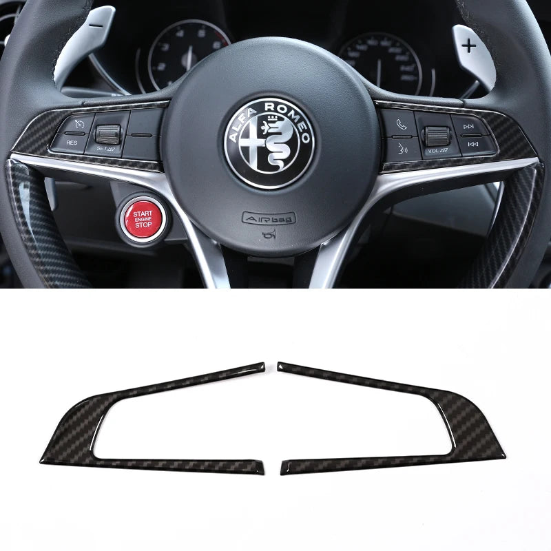 ABS Carbon Fiber For Alfa Romeo Giulia Stelvio 2017 2018 2019 Car Steering Wheel Cover Trim Interior Accessories