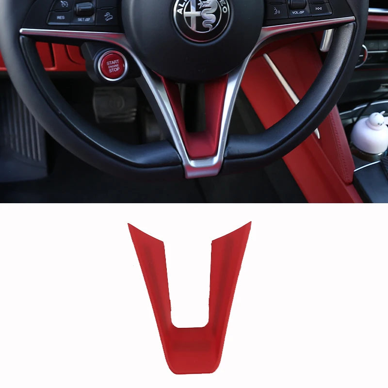 ABS Carbon Fiber For Alfa Romeo Giulia Stelvio 2017 2018 2019 Car Steering Wheel Cover Trim Interior Accessories