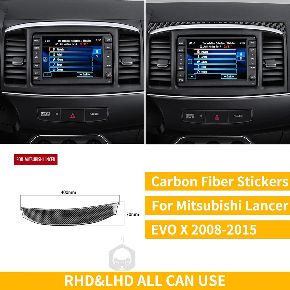 For Mitsubishi Lancer EVO X MR 2008-2015 Carbon Interior Trim Sticker Set Speedometer Window Lifting Storage Car Accessories