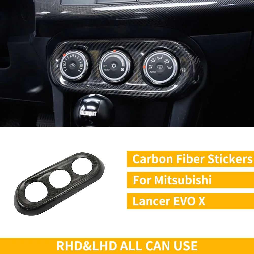 For Mitsubishi Lancer EVO X MR 2008-2015 Carbon Interior Trim Sticker Set Speedometer Window Lifting Storage Car Accessories