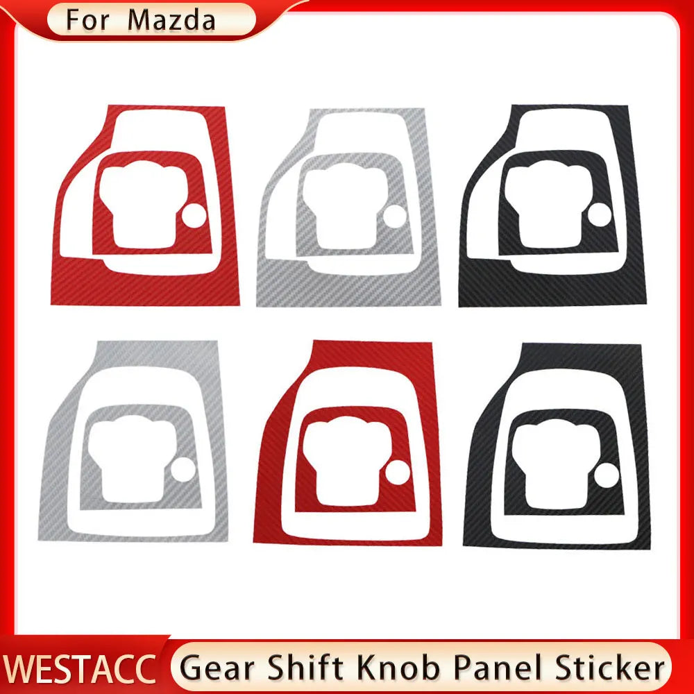 Carbon Fiber Car Gear Head Shift Knob Panel Cover Trim Stick