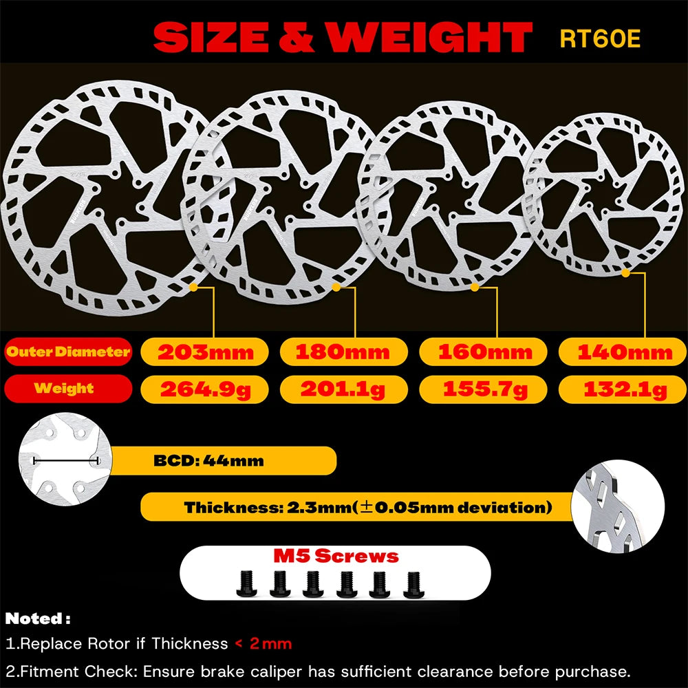 BUCKLOS 2.3MM E-Bike Brake Disc 220MM Electric Bicycle Rotor